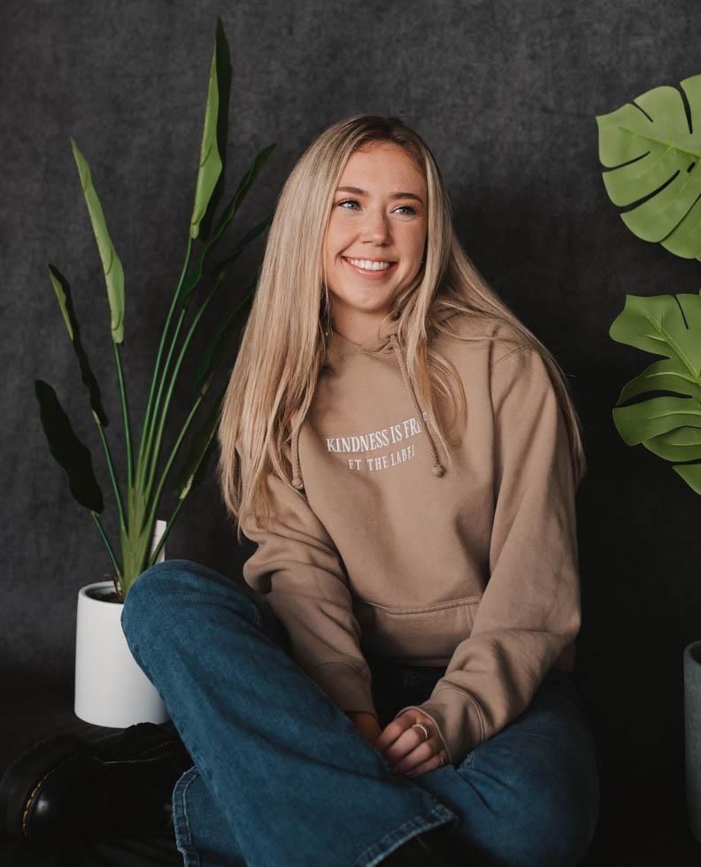 Premium quality oversized crewnecks and hoodies with 3D puff print and embroidery. Kindness is Free & No Shame in Hustling branding by FT The Label